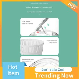A69X-Salad Spinner Manual Lettuce Spinner For Vegetable Prepping, 1-Handed Pump Fruit Spinner Dryer Fruit Washer