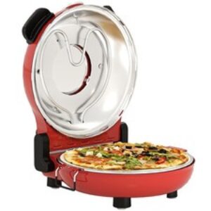 HOMCOM 1200W Pizza Oven, Pizza Maker, 5-Min Crisp, Dual Knob Control, Red