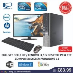 DELL HP Intel Core i3 - i5- i7 DESKTOP TOWER PC & TFT COMPUTER SYSTEM WINDOWS 10