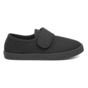 Girls Canvas Black Kids Boys Slip On Plimsolls School Shoes Trent SIZE