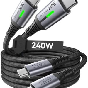 INIU 240W USB C to USB C Charger Cable, [2-Pack 2m] PD Type C Charge Cable, Super Fast Charging USB C Cable for iPhone 16 15 MacBook iPad Pro, Samsung S23/S22 Ultra, Steam Deck, HP EliteBook etc.