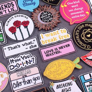 Words Patch Iron-On Patches For Clothing Stripes Letter Embroidered Patches On Clothes Positive Clothes Patches With Iron Badge